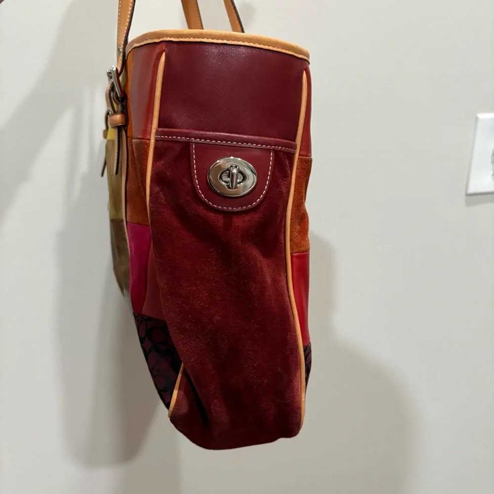 💎VINTAGE RARE Coach Patchwork Tote in Multi-Tone Suede and Leather EUC - Picture 8 of 14